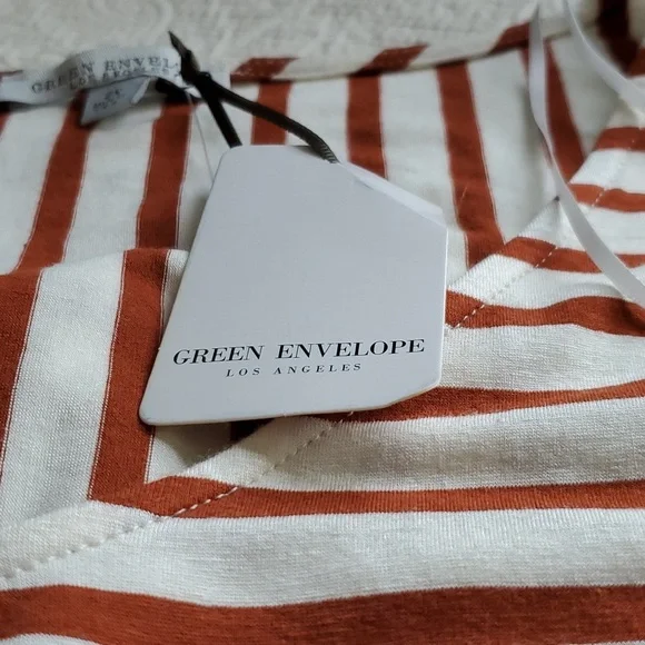 Set of 2 Green Envelope Rayon Striped Tops - Picture 4 of 14